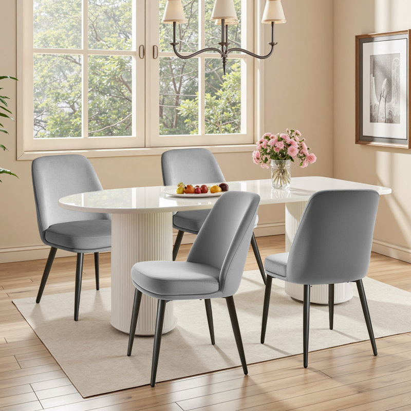 49Cm H Modern Velvet Upholstered Dining Chair for Kitchen/Dining Room, Grey