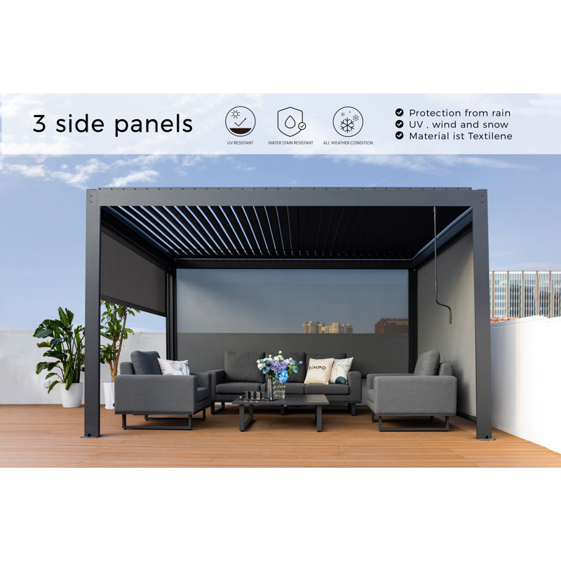 3×4 Aluminum Pergola with light and 3-sided curtains