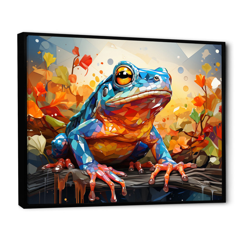 Maricevich " Colourful Frog Harmony II ", Cadre flottant noir, H 30 po x l 40 po x P 1,5 po