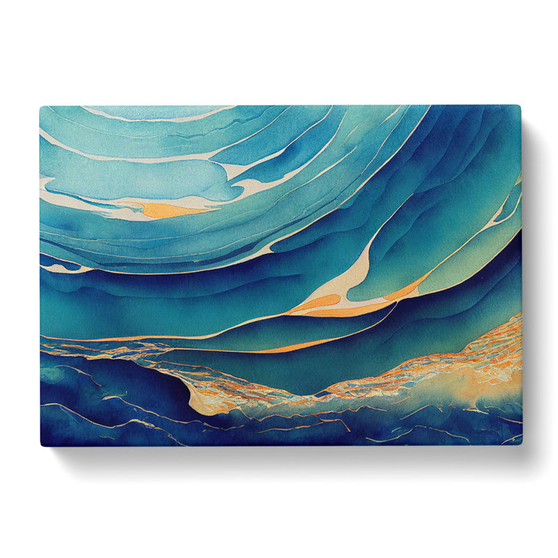 Artful Ocean Wave Abstract - Wrapped Canvas, 50cm H x 76cm W x 3cm D
