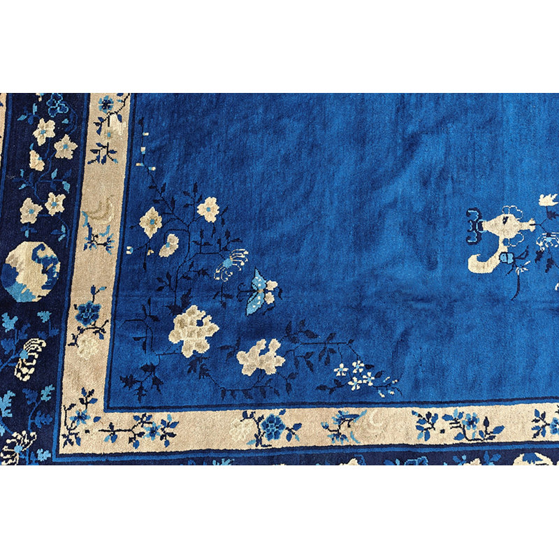 Antique Peking Chinese Floral Hooked Rug