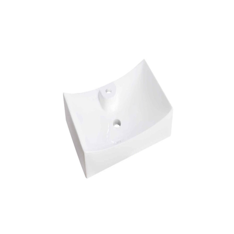 DROP Bath And Kitchen 10'' Gloss Ceramic Rectangular Bathroom Sink with Faucet