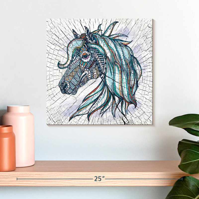 Cheval de foule avec griffonnage, H 16 po x l 16 po