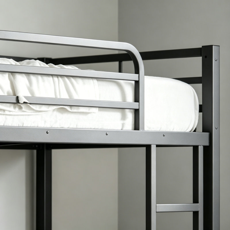 Lit superposé simple au-dessus de simple TG en métal pour les adolescents et les adultes, peu encombrant / sans bruit de sommier, noir