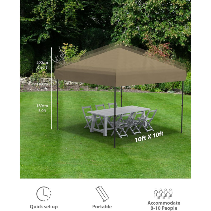 10x10 Pop Up Canopy Tent Outdoor Canopy One-Person Set Up Heavy Duty Commercial Instant Tent Shelter, Orange