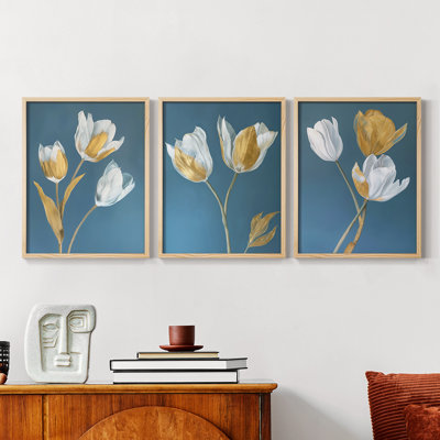 Étude florale, série XLVII, ensemble de 3 estampes numériques, prêt à accrocher