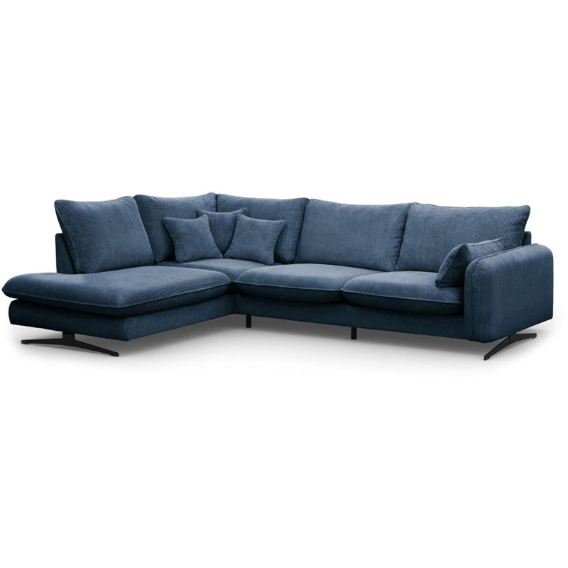 Casiyah 5 Seater Sofa & Chaise, Blue, Left Hand Facing