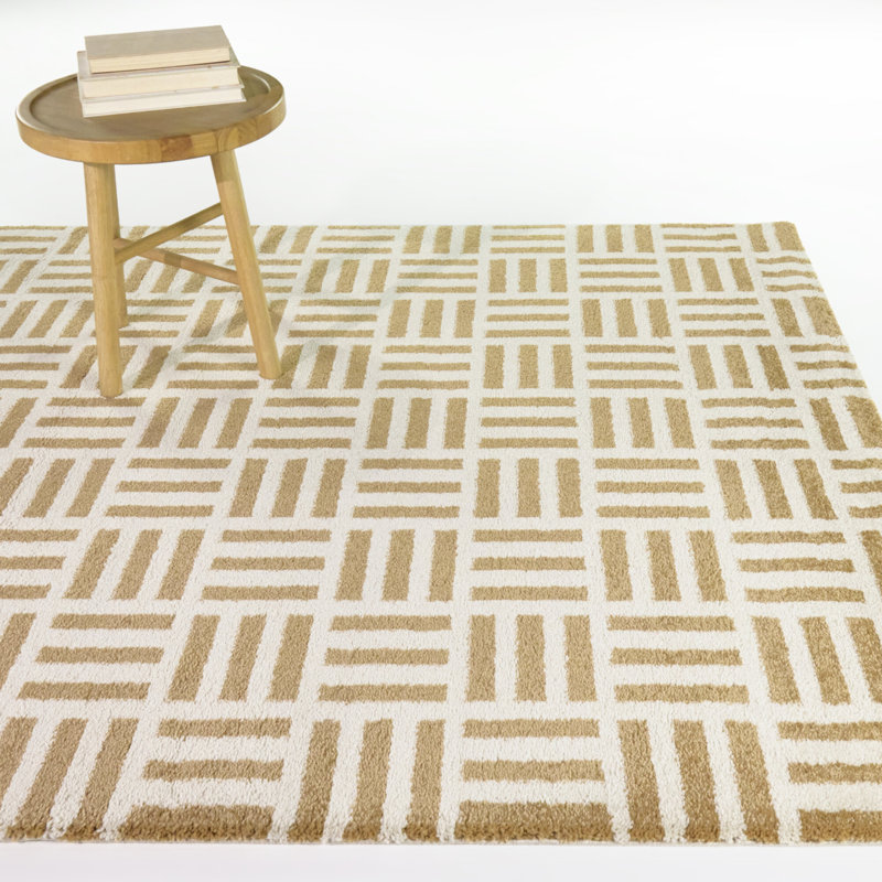 Atwood Rust Basketweave Geometric Area Rug, Rectangle 7'10" x 10'