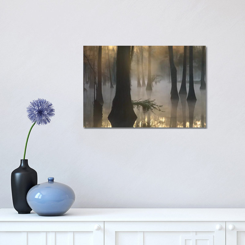 Bald Cypress Grove In Freshwater Swamp At Dawn, Lake Fausse Pointe, Louisiana II by Tim Fitzharris - Wrapped Canvas Print