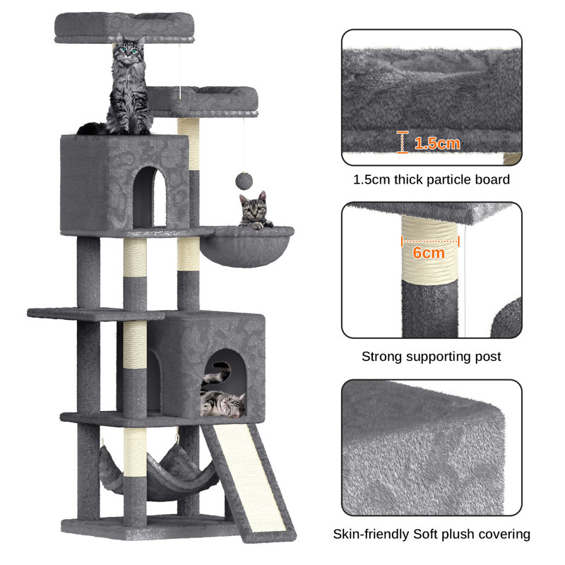 Amadahy 158cm H Cat Tree, Dark Grey