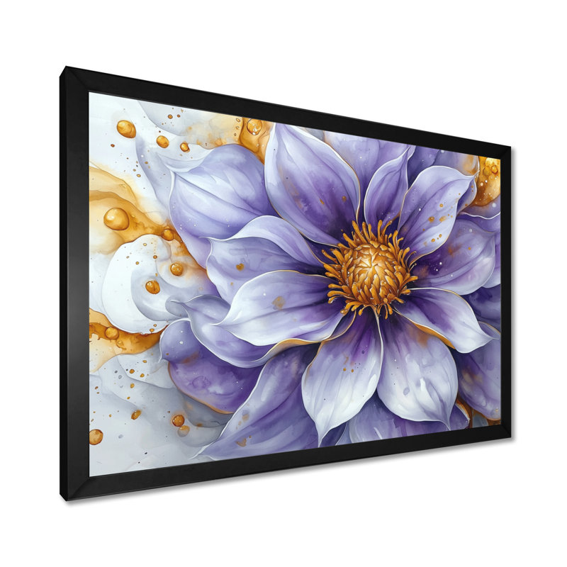 Éclat moderne de Dahlia II - art mural Dahlia, H 12 po x l 20 po, Reproduction encadrée d'une seule photo, Noir