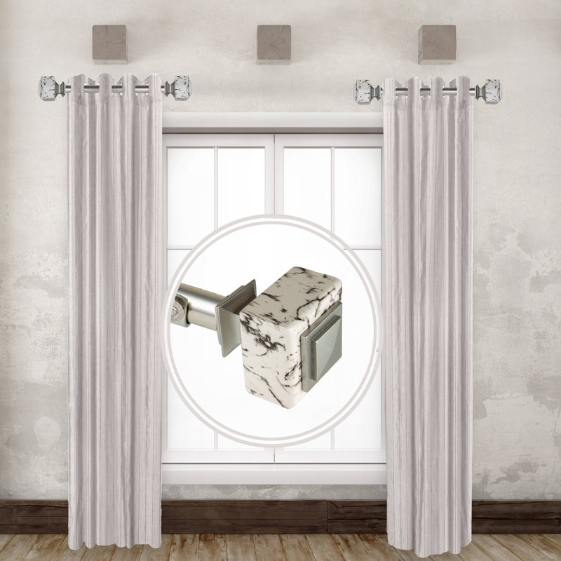 Tringle à rideaux simple Willis Side, Nickel satiné