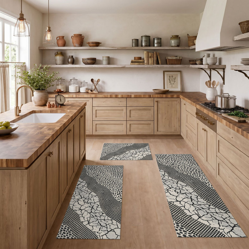 Abstract Geometric Non-Slip Washable Kitchen Mats