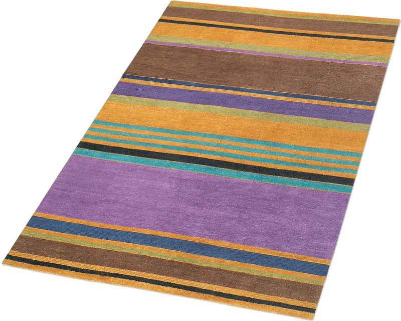 Copacabana Wool Striped Area Rug in Brown/Orange/Purple, Rectangle 12' x 16'