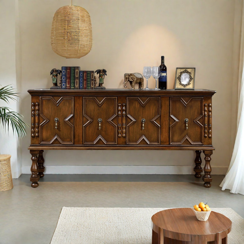 Retro Handcrafted Solid Wood Sideboard
