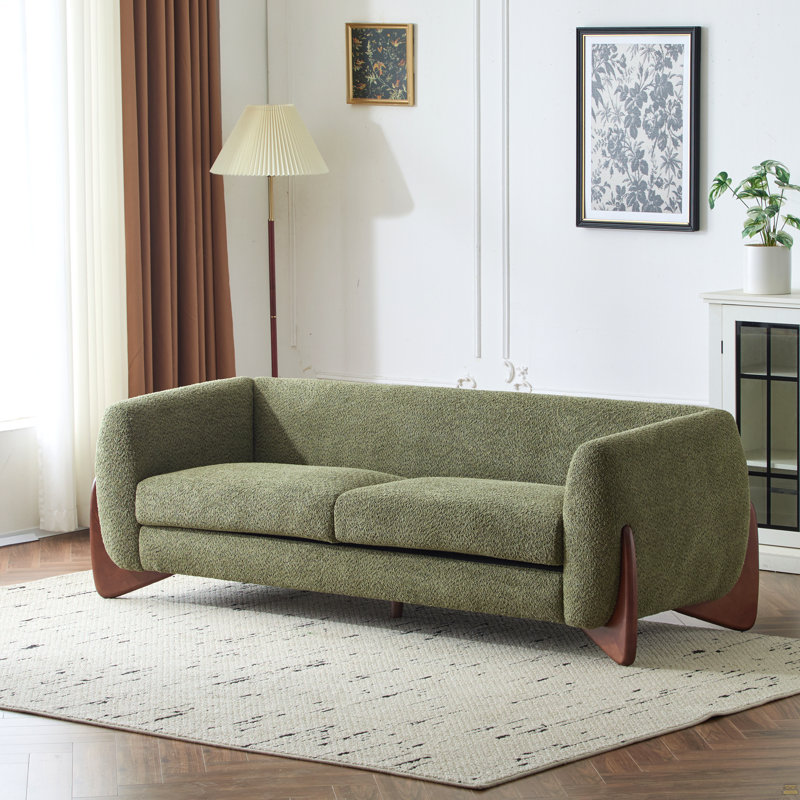 Canapé 82 pouces Boucle Sherpa, Vert olive
