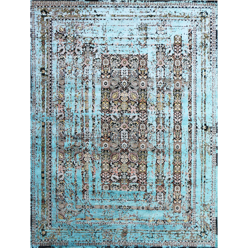 Tapis rectangulaire noué à la main, Rectangle 12 pi x 15 pi