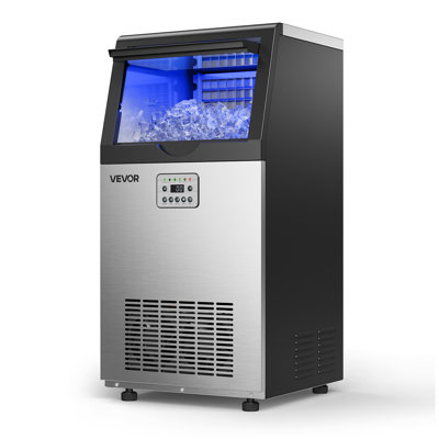 Commercial Ice Maker Machine, 100 lbs/24h with 30 lbs Storage Capacity, Built-in/Freestanding/Under Counter, Stainless Steel Ice Maker with LED Display & Self-Cleaning, for Home Bar Restaurant
