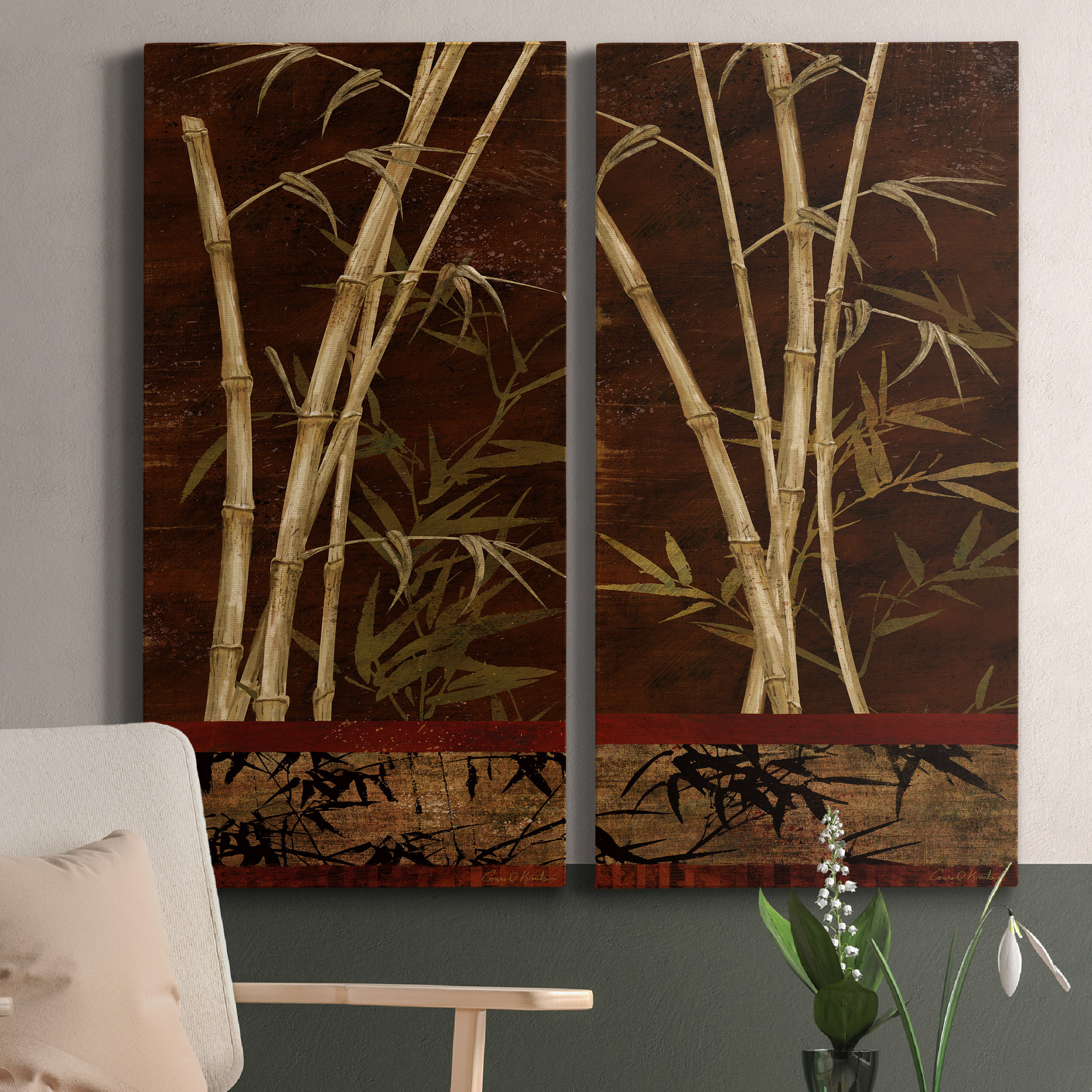 Bay Isle Home™ Bamboo Garden I - 2 Piece Wrapped Canvas Painting Set ...