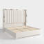 Structure de grand lit Gerasim avec tête de lit haute de 57 po, lit plateforme tapissier en velours, crème-329664387-329664445