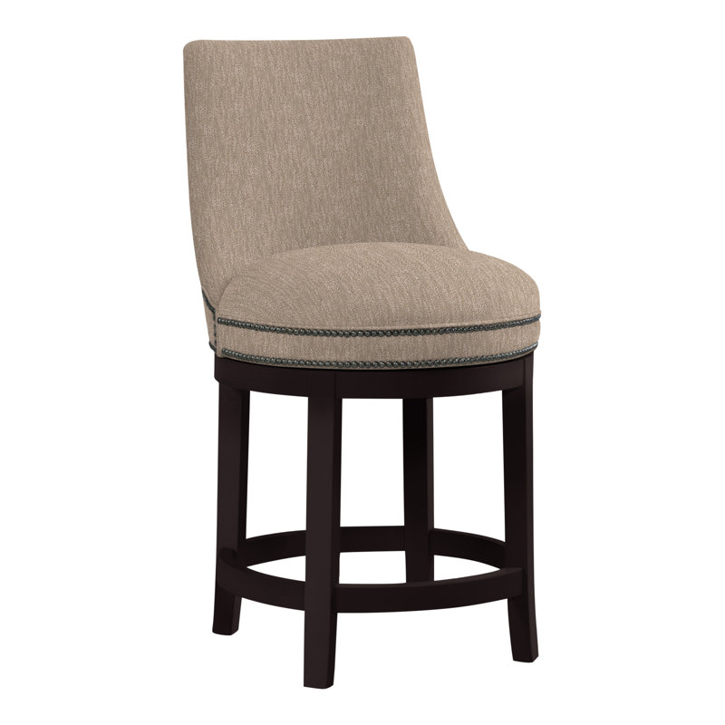 Vesper Upholstered Counter Stool with Solid Wood Frame, Espresso, Perigold Improve Dune