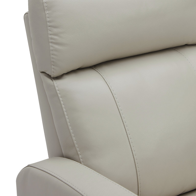 Fauteuil inclinable électrique pivotant en cuir véritable Corvin, Cuir véritable gris clair