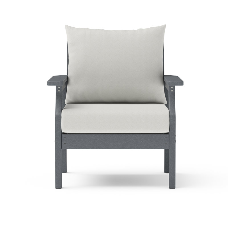 Outdoor HDPE Club Chair with Sunbrella Cushion Covers, Charcoal