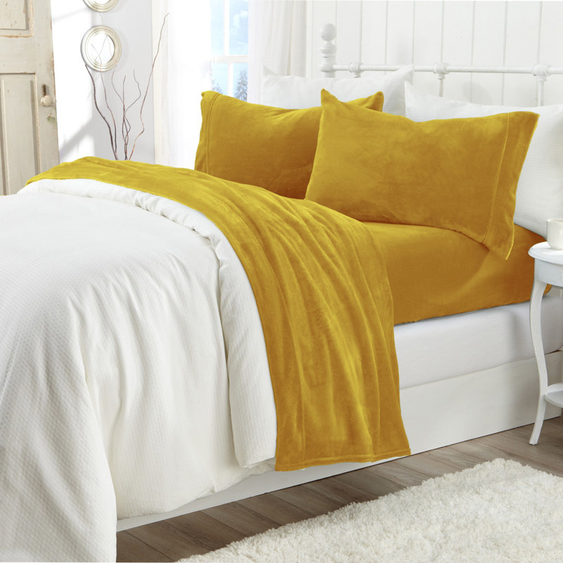 Golden Yellow Cotton Flannel Full Sheet Set