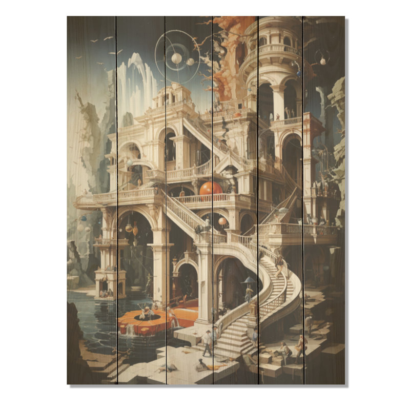 Schéma d'un château, art mural classique sur bois de pin naturel, H 20 po x l 10 po