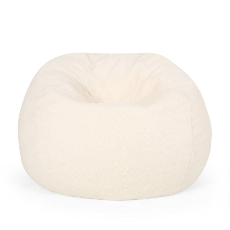 Fauteuil à billes arrondi Kavel, Tissu crème