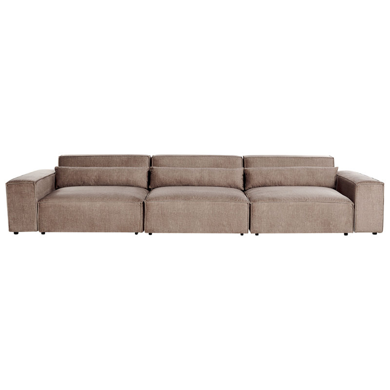 Netanya 3 Seater Sofa, Brown Polyester