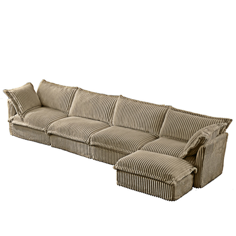 Canapé modulaire en L, H 34,6 po x l 156,6 po x P 33 po, Chameau
