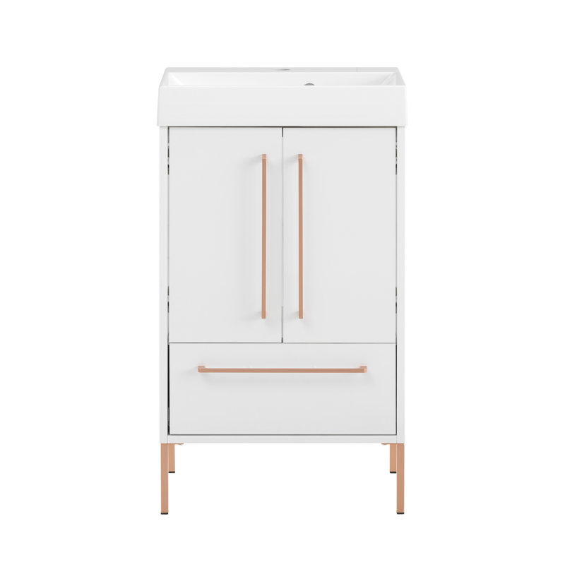 Middleburg 500mm Single Bathroom Vanity with Integrated Solid Surface Basin, White