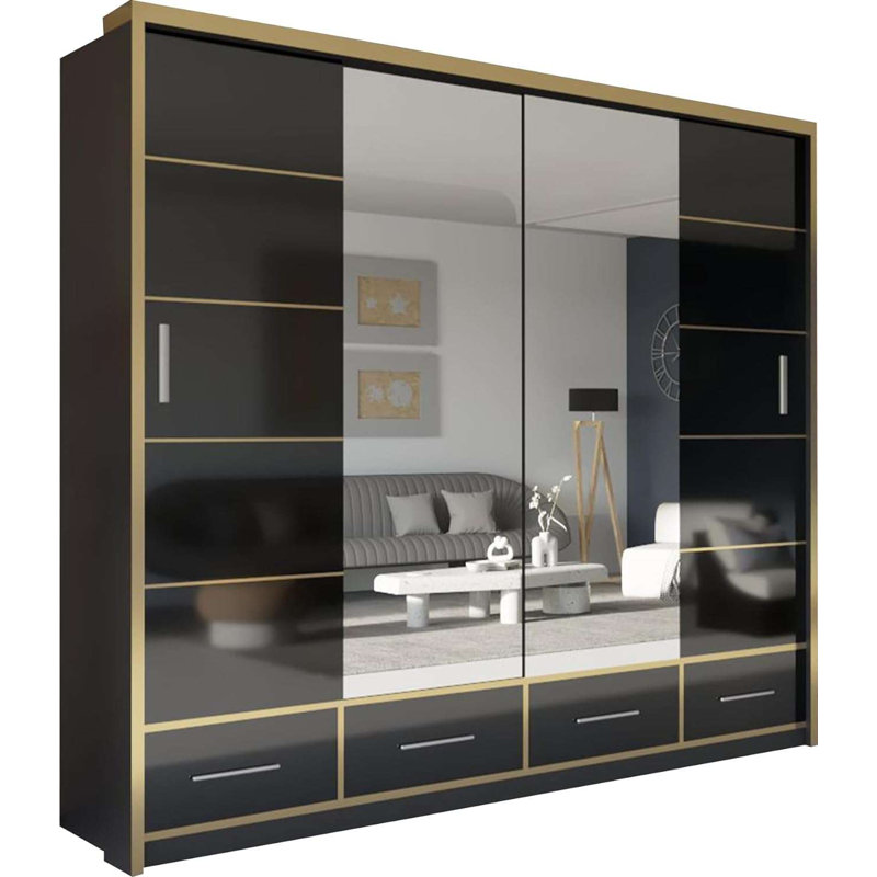 Beatson 2 Door Manufactured Wood Wardrobe, Black