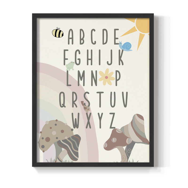 «Garden Magic Alphabet», reproduction encadrée - bois massif, Noir, noir, noir, noir, H 15 po x l 12 po