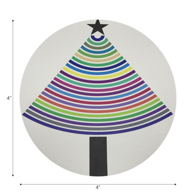 Christmas Tree Brights Vegan Leather Round Coasters