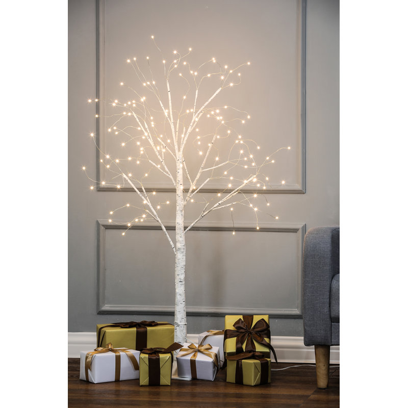 4' Snowy Artificial Lighted Birch Tree