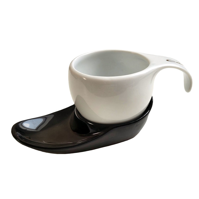 Porcelain Espresso Cup and Saucer, White/Black
