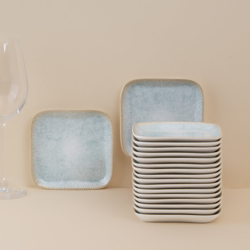 Porcelain Miniature Square Plate, Aqua, 4.5x4.5