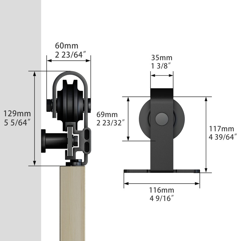 JUBEST Black Steel Single Door Barn Door Hardware Kit Standard Single (Not Include Door), 60 in.