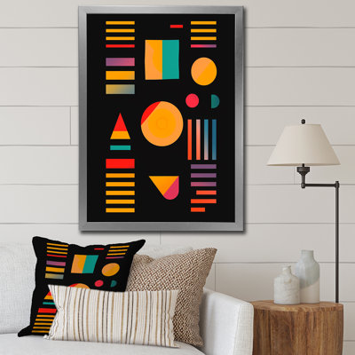 Retro Geometric on Black I - Print on Canvas