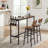 Bar Table Set With Wine Bottle Storage Rack. Rustic Brown, 47.24'' L X 15.75'' W X 35.43'' H.