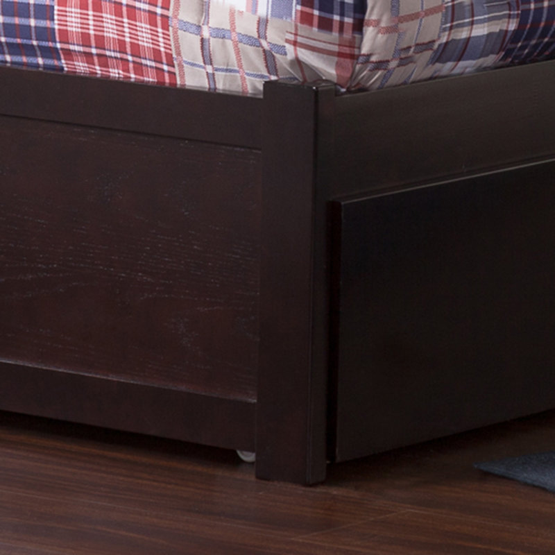 Daurice Solid Wood Platform Bed with Panel Footboard & Storage Drawers, Twin XL, Espresso