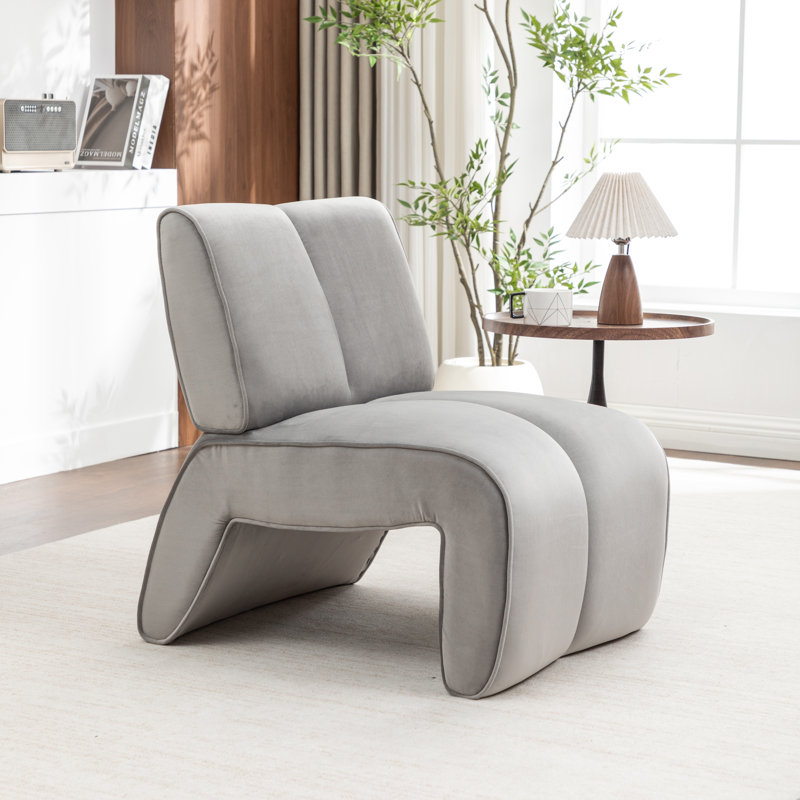 Fauteuil d'appoint en velours Angel, Gris