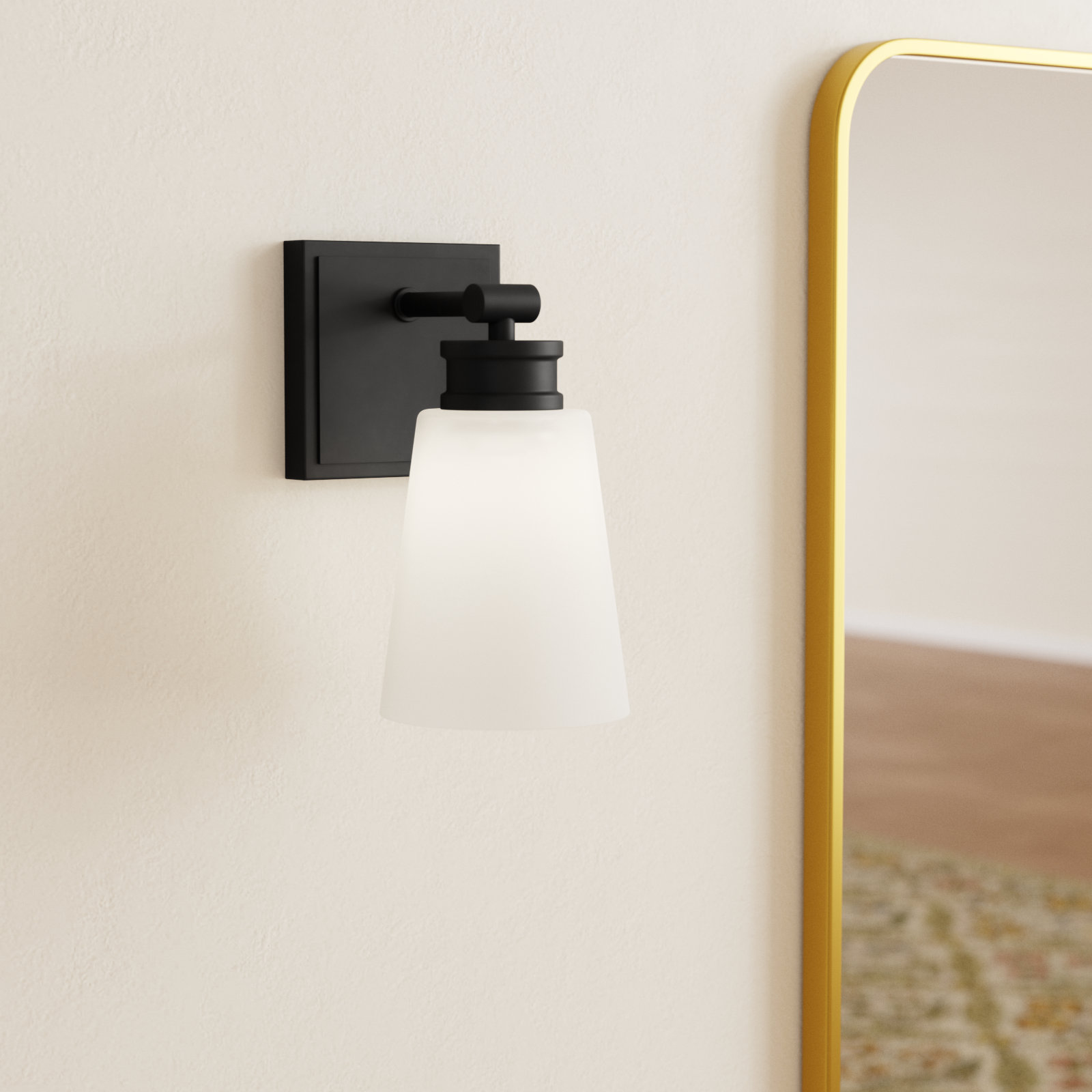 Single Light Dimmable Armed Sconce, Black