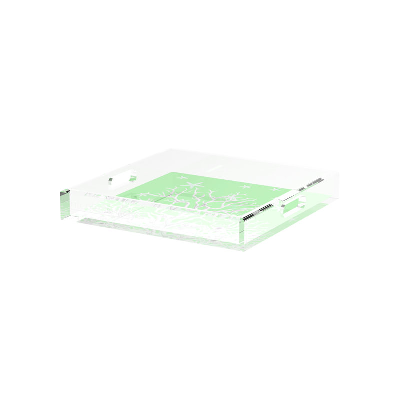 Coral Reef Acrylic Square Decorative Tray, Colony, 12"W x 12"D x 2"H