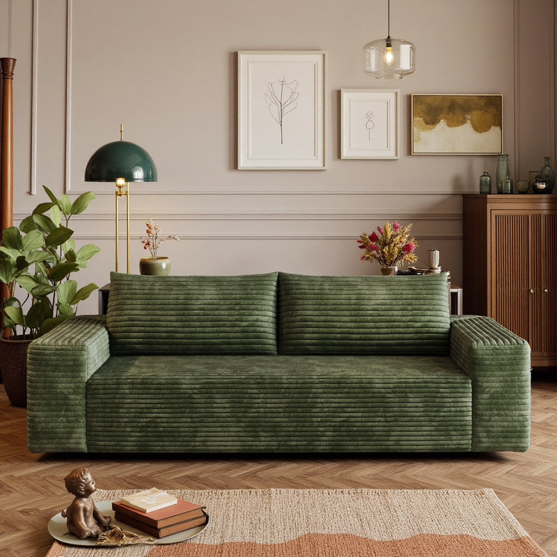71" Corduroy Couches,Comfy Loveseat Sofa,3 Setaser Sofa, No Assembly