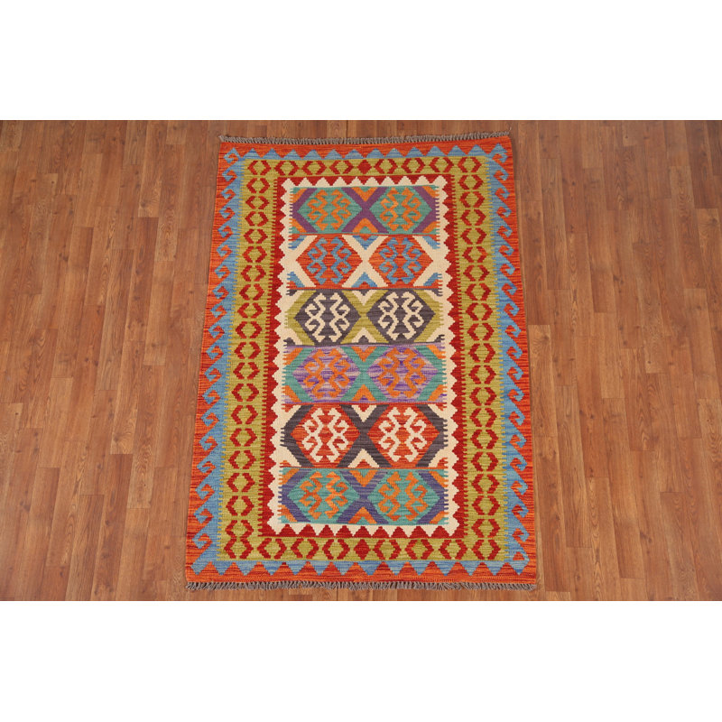 Multolor Kilim Reversible Wool Rug 4x6
