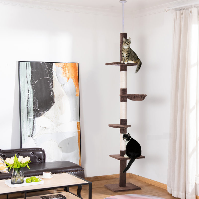 Floor to Ceiling Cat Tree Adjustable, Brown