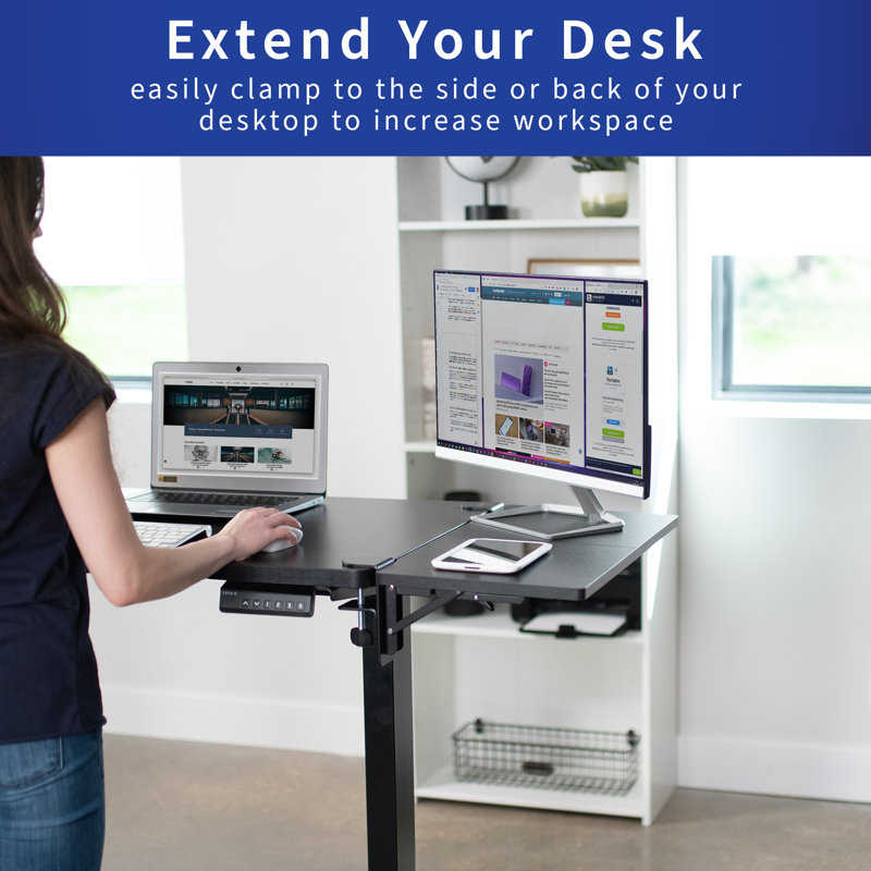 VIVO Desk Extension, Accessory Platform, Black, 5" H x 23.7" W x 11.7" D